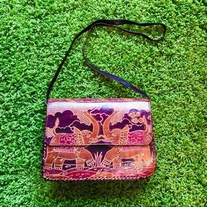 Vintage Elephant Hand Tooled Leather Bag